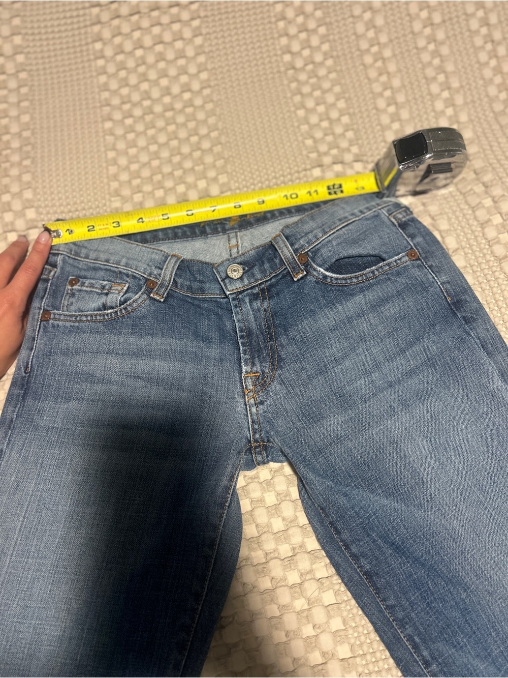 7 For All Mankind Blue Flare Jeans - Mid Wash - Picture 4 of 4